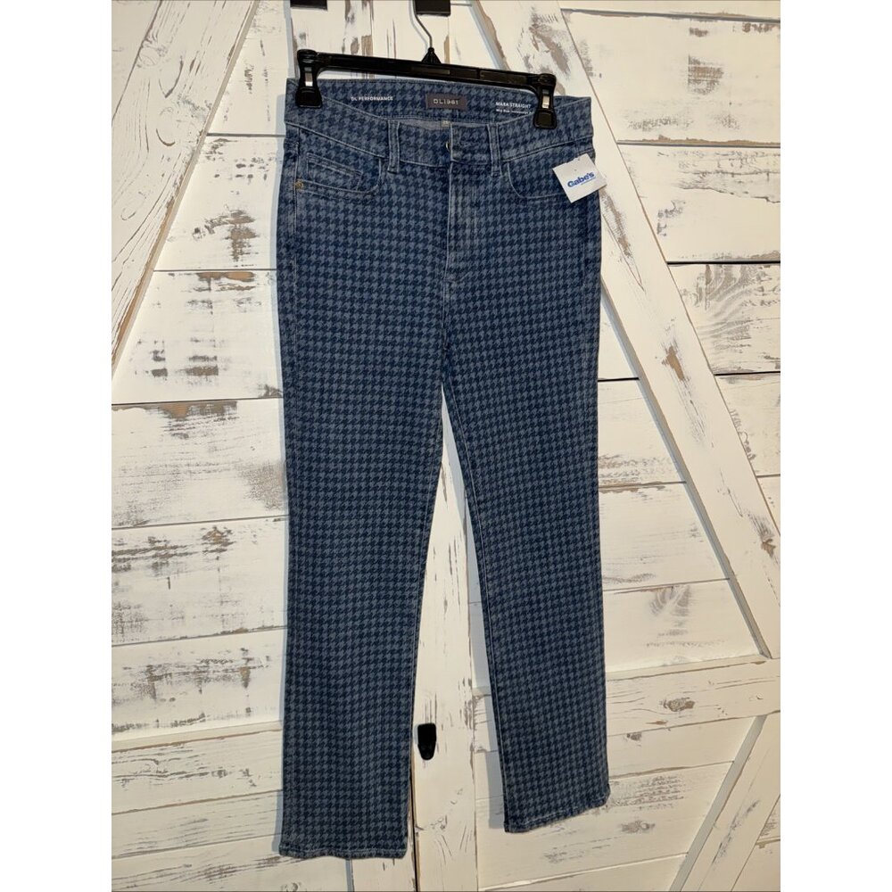 DL1961 Mara Straight Jeans Size 26 Plaid Printed Mid Rise Instasculpt Ankle NWT